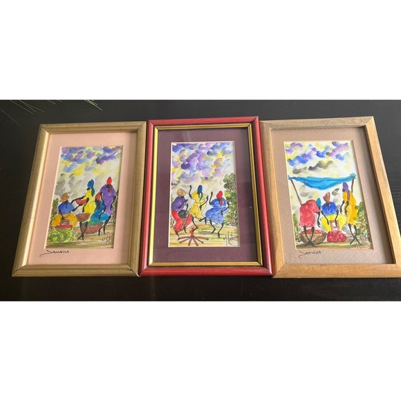Jamaican Women Working Water Color Paintings- WallArt - By M.Hall Matted&framed - Picture 10 of 12